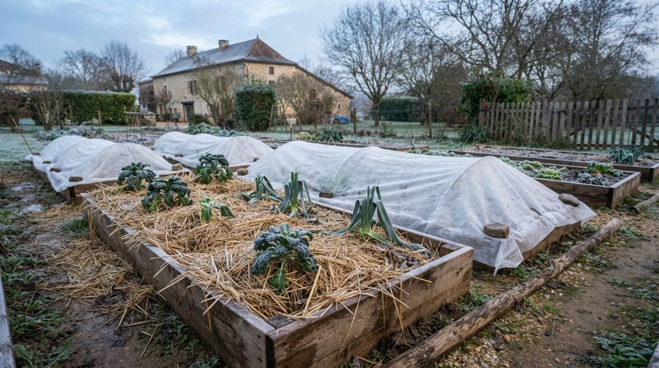 Protéger le potager du gel : utiliser le voile d'hivernage et le paillage efficacement